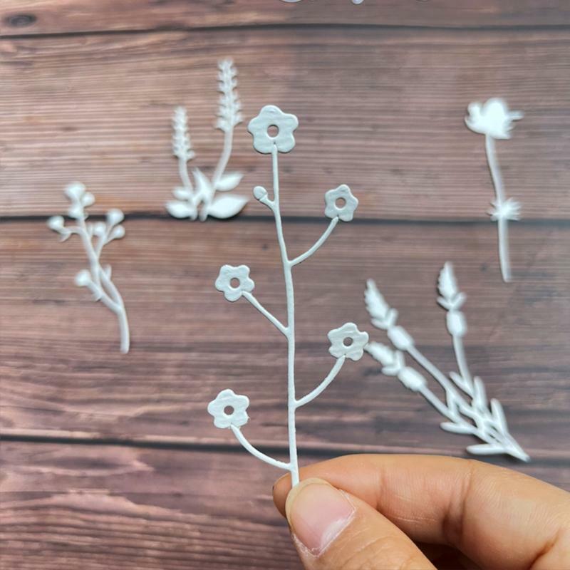 Blossom Flower Grass Metal Cutting Dies Wild Plants Embossing Stencil Template