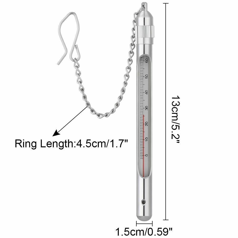 Temperature Fly Fishing Fishing Thermometer with Carabiner Stainless Steel