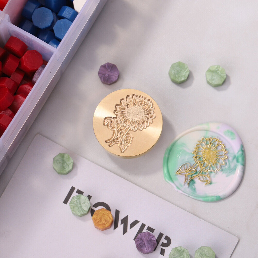 Round Grass Flower Wax Sealing Stamp Head Copper Stamps w/o Handle (ZR028)