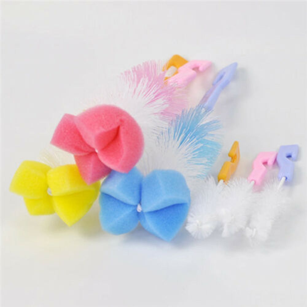 2PCS Home Head Washing Spout Cup Rotating Clean Sponge Bottle Brush Baby Nipple