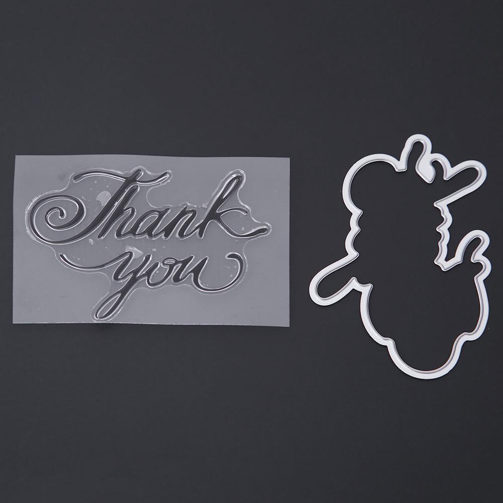Silicone Thank You Stamp+Metal Cutting Dies Stencil Frame Scrapbook Album