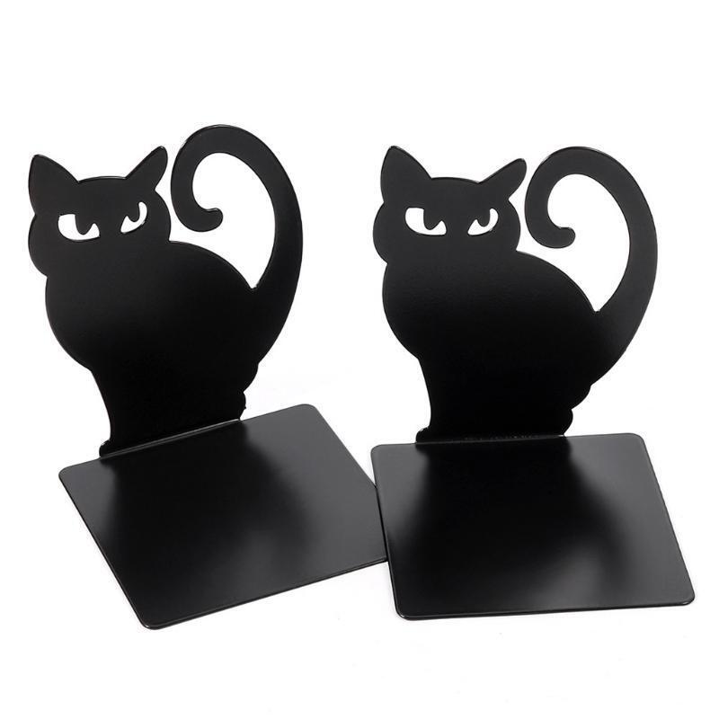 Stylish Hollow-out Cute Cat Metal Bookends for Office Desk Bookends for Bookcase