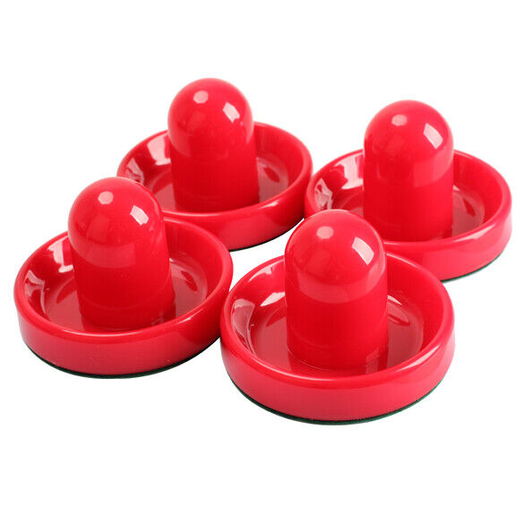 4Pcs Air Hockey Table Goalies with 4pcs Puck Felt Pusher Mallet Grip Red