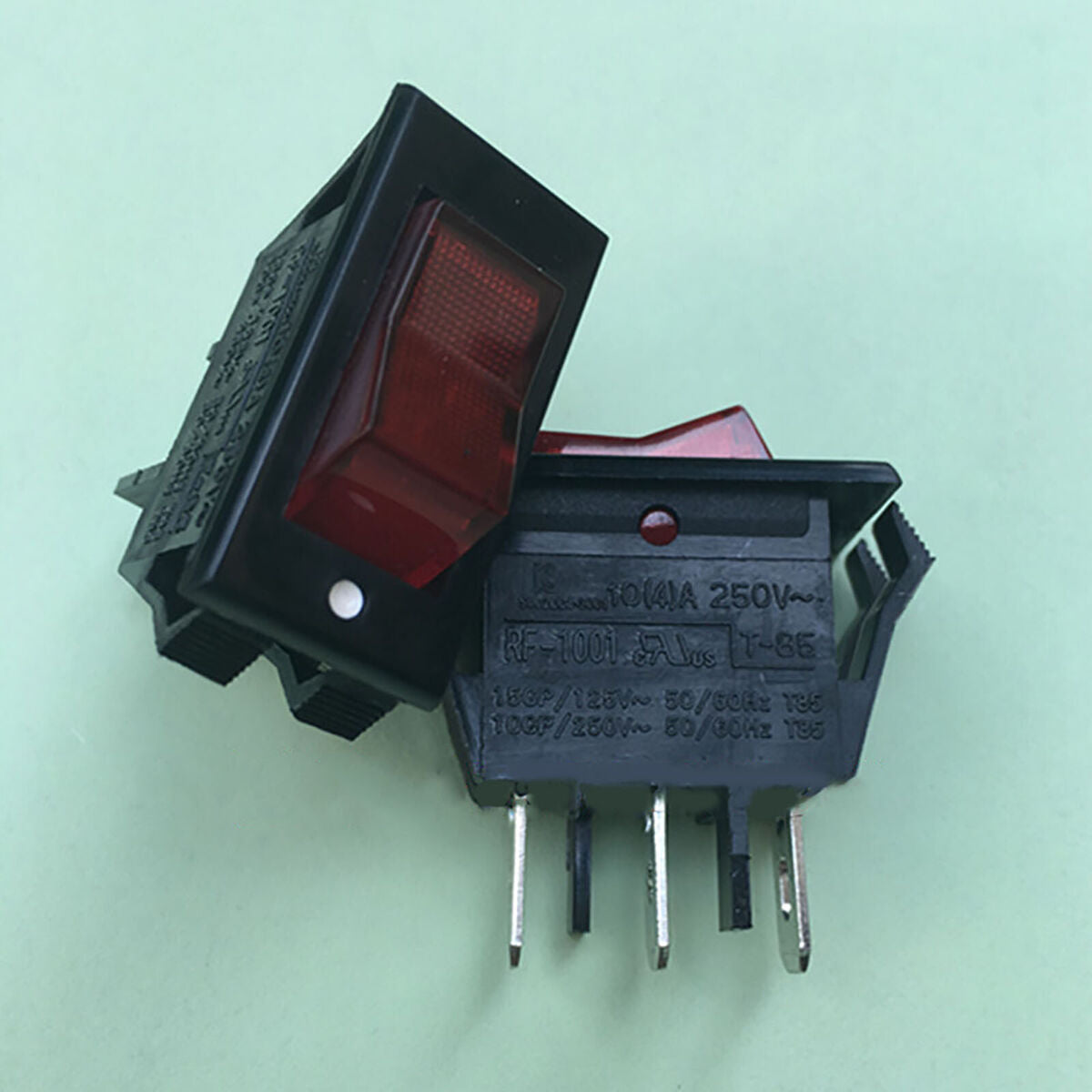 RF-1001 Rocker Switch 3 Pins 2 Positions 10A 250VAC T85 Red Light Repair Parts