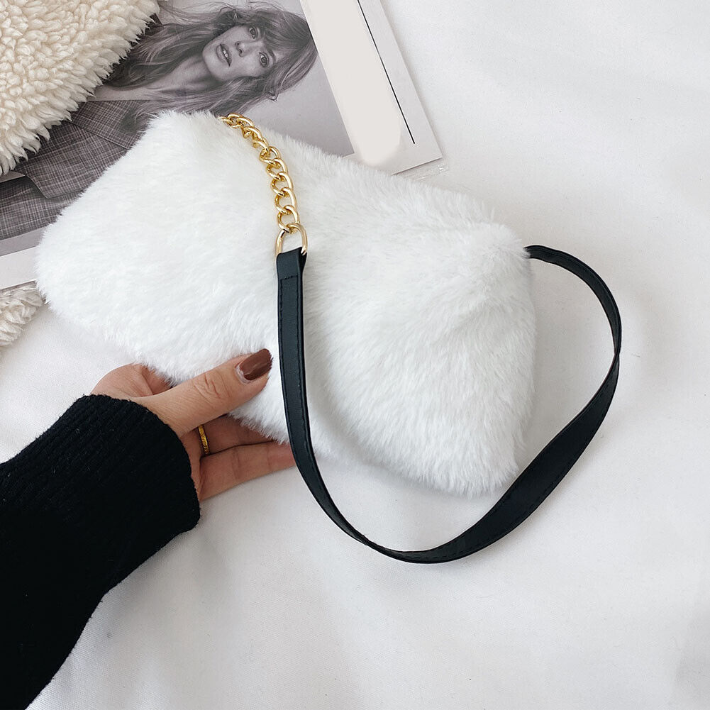 Fashion Plush Top-handle Handbags Women Animal Pattern Shoulder Bags (3)