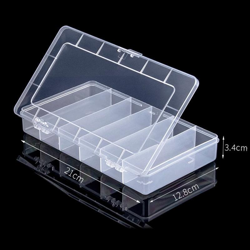 Portable 6 Grids Compartment Plastic Storage Box Practical Toolbox Transparent