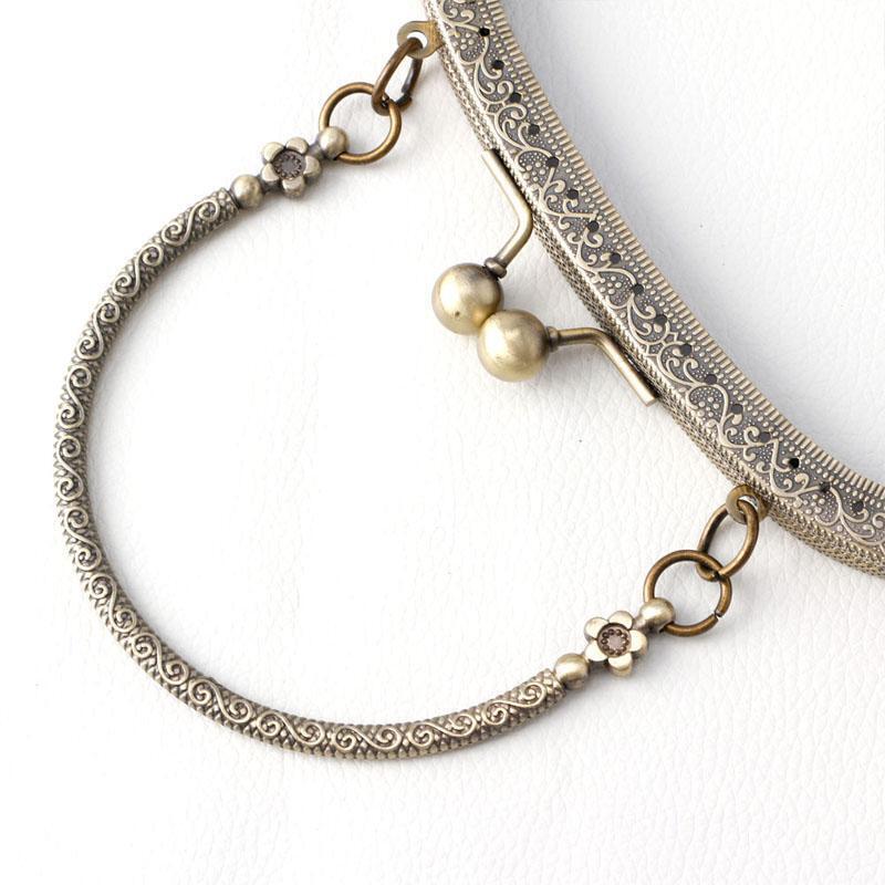 1PC Bronze Tone Arch Flower Metal Purse Bag Frame Kiss Clasp Lock with Handle