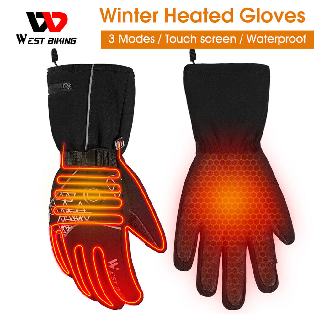 WEST BIKING Electric Heated Gloves USB Rechargeable Anti-Cold Gloves (XL)