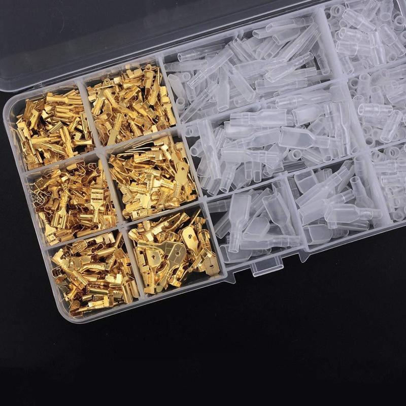 Female & Male Spade Terminals Assortment Kit Insulating Sleeve Universal Spring