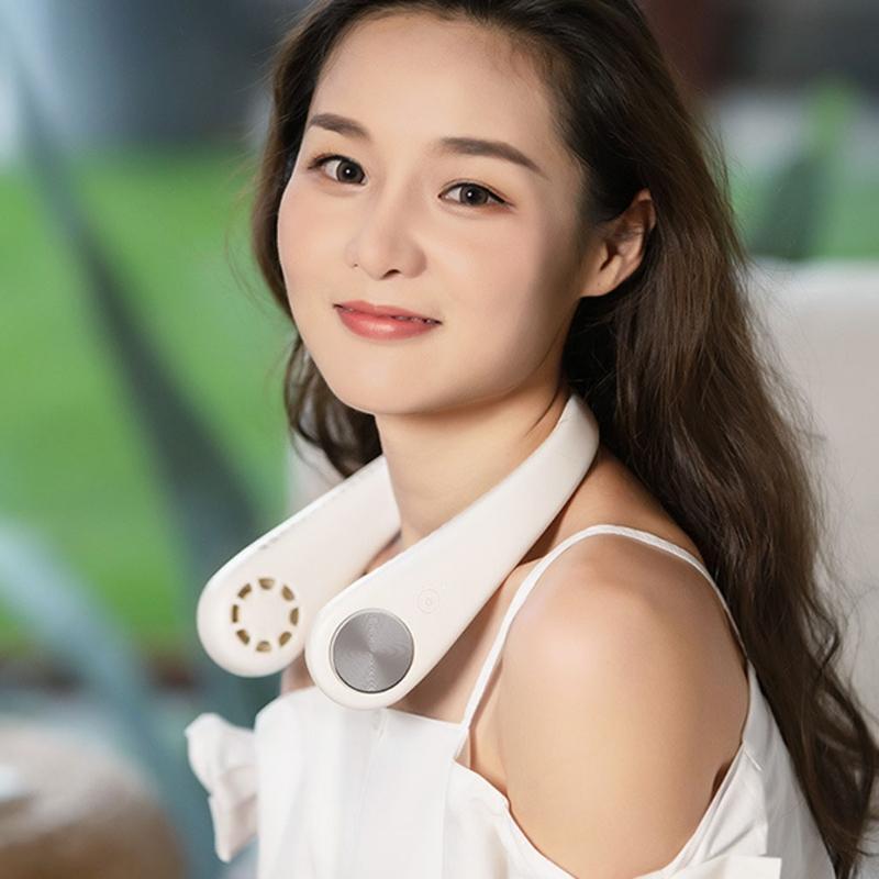 Creative Bladeless Necklace Fan Portable Hanging Neck Fan USB Charging Cooler
