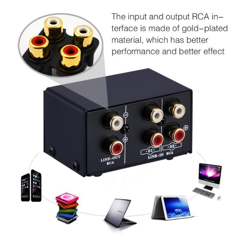 Splitter Box Audio Splitter Switcher Passive Speaker Headphone Plug and Play