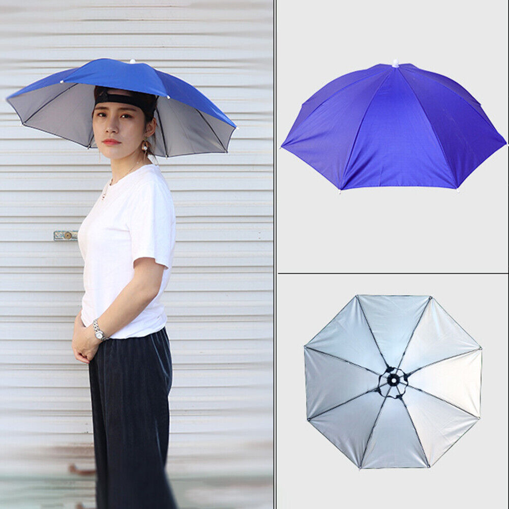 Outdoor Fishing Cap Portable Anti-Rain Anti-Sun Head Umbrella Hat (Blue)