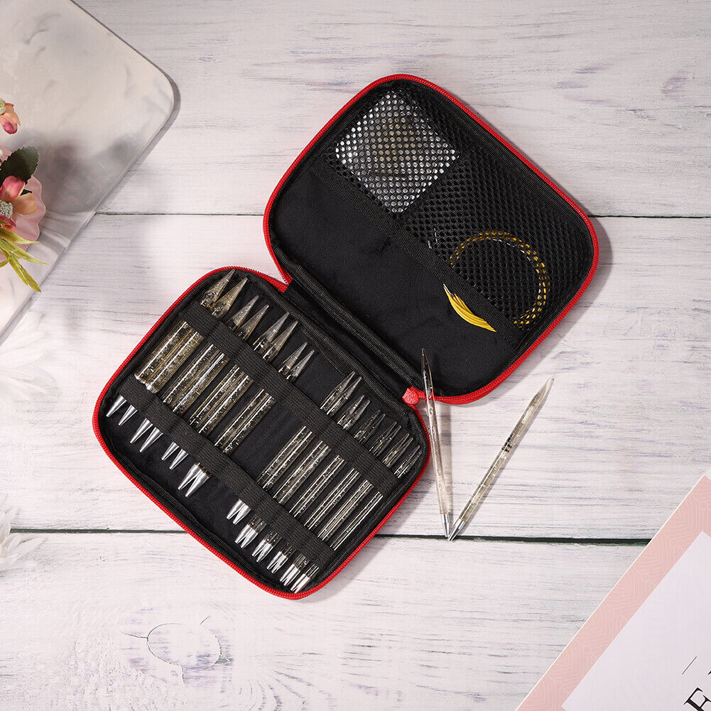 11 Pair Crochet Hook Circular Knitting Needles Set with Case DIY Art Crft