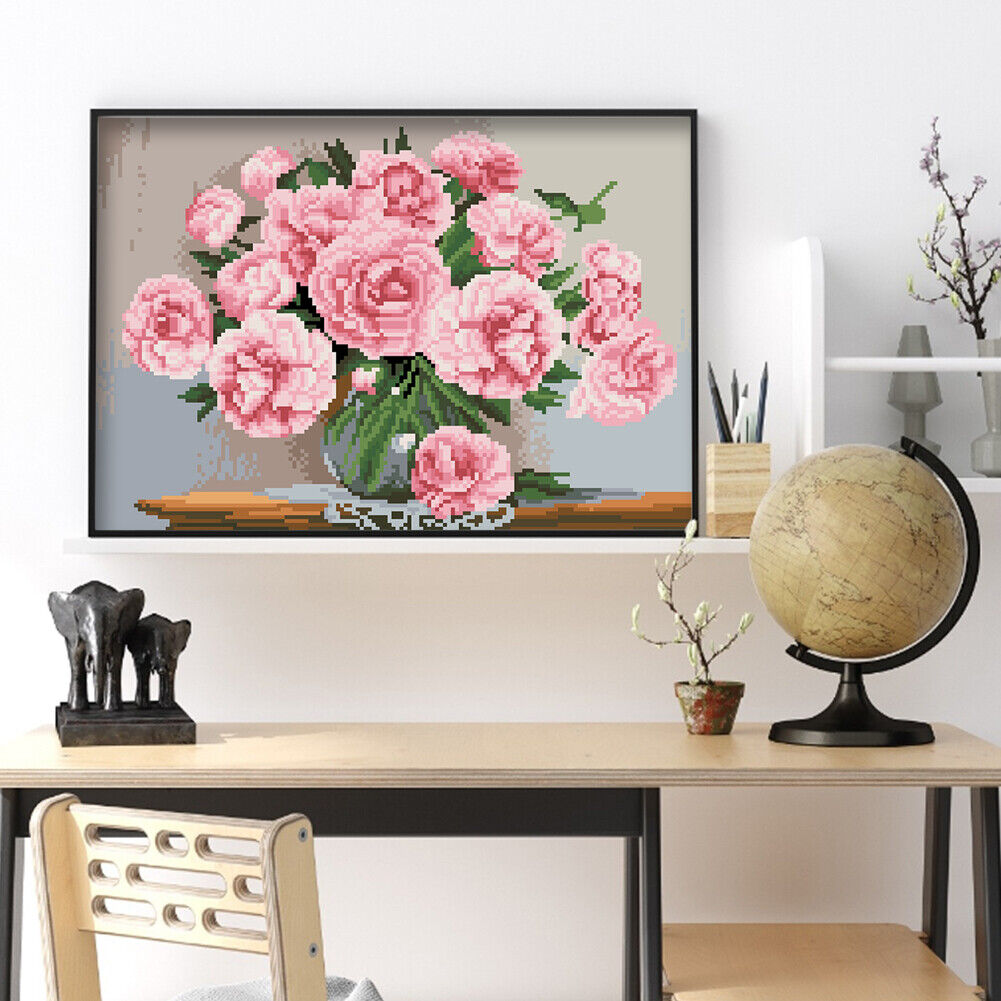 Full Embroidery Needlework Set Cross Stitch Kit 11CT Stamped Pixel Art Rose
