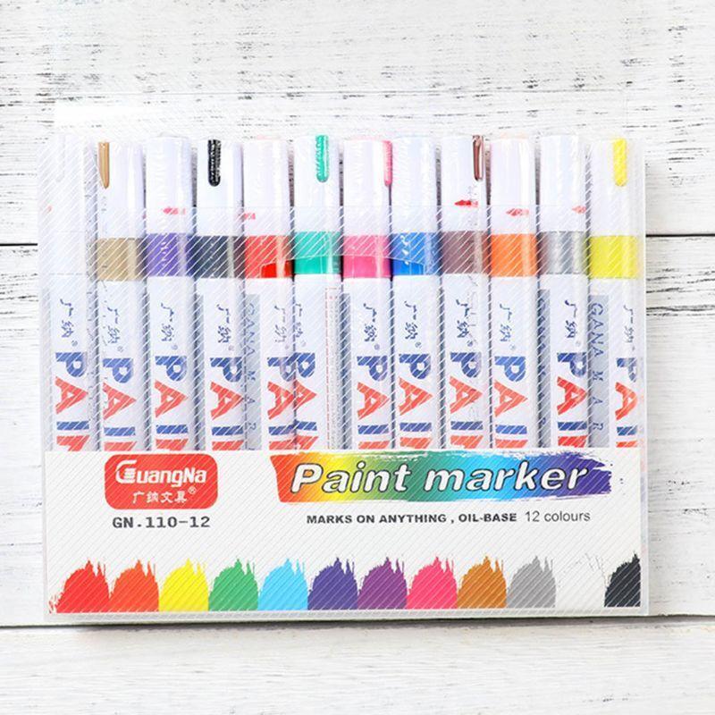 12PC Oil-Based Paint Markers Pen Quick Dry Bright Color for Photo Album Graffiti