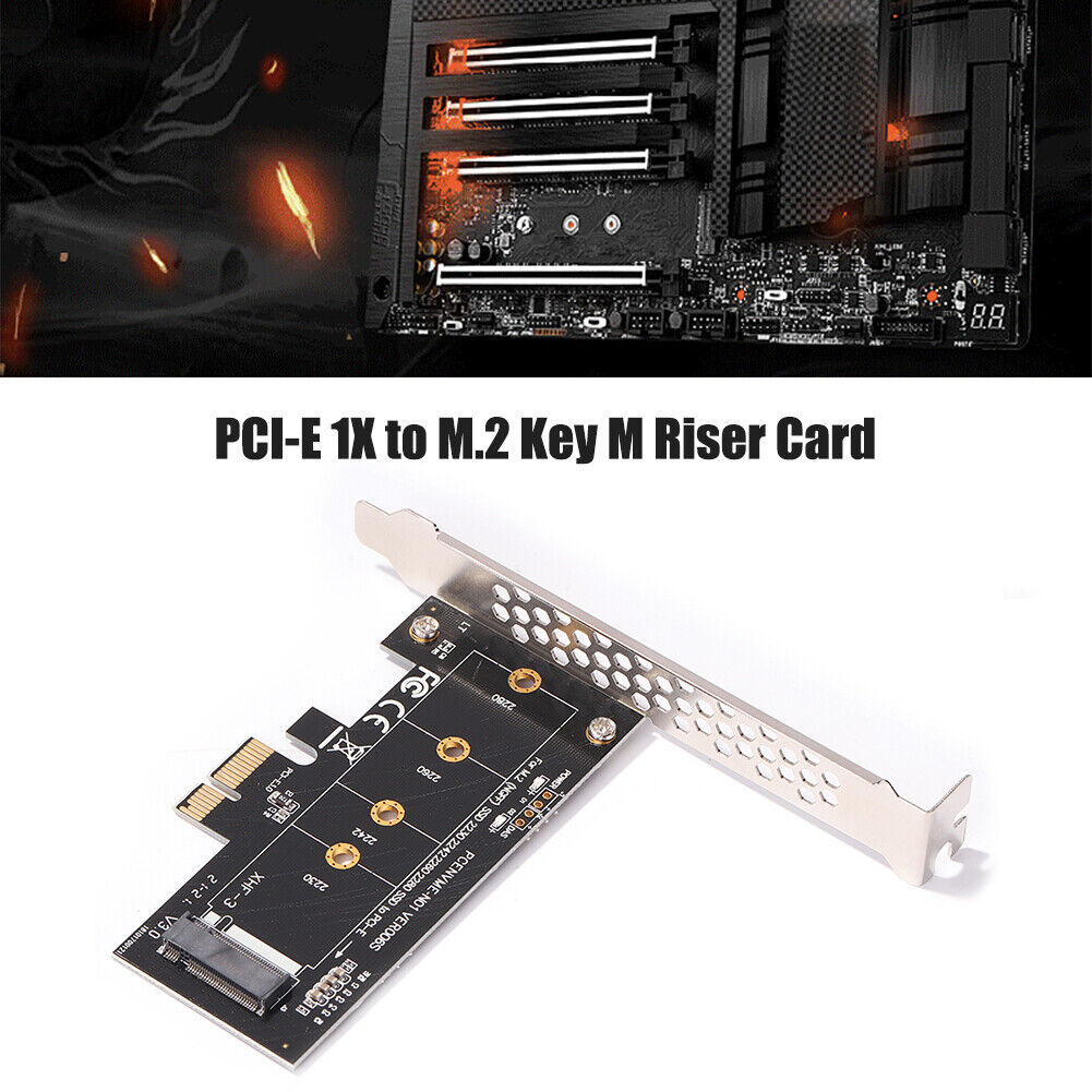 PCI-E 1X to M.2 NVME M Key SSD Adapter PCI Express Riser Card for Desktop