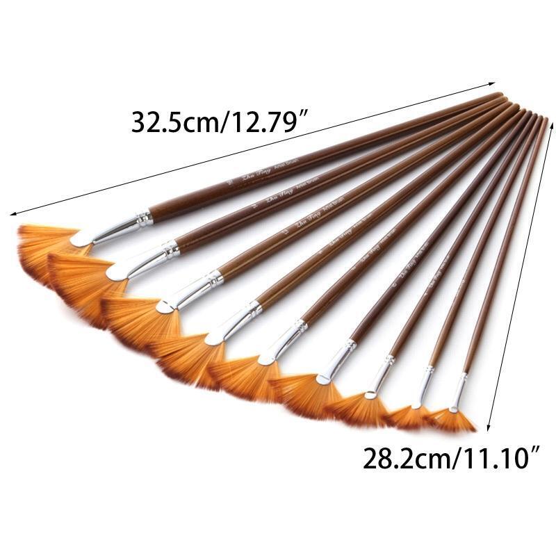 Wooden Paint Brushes Beginners Set for Canvas Rocks Watercolor Gouache Acrylic