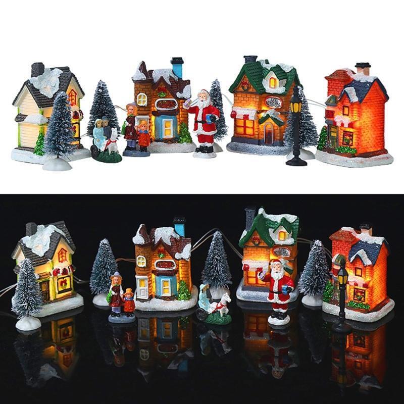 Mini Christmas Ornaments 10 Pcs Village Adornment for Christmas Crafts Set
