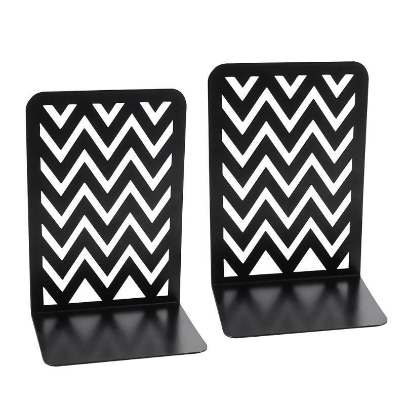 Set of 2 Heavy Duty Metal Bookends Nonskid Heavy Duty Magazine Notebook Holder