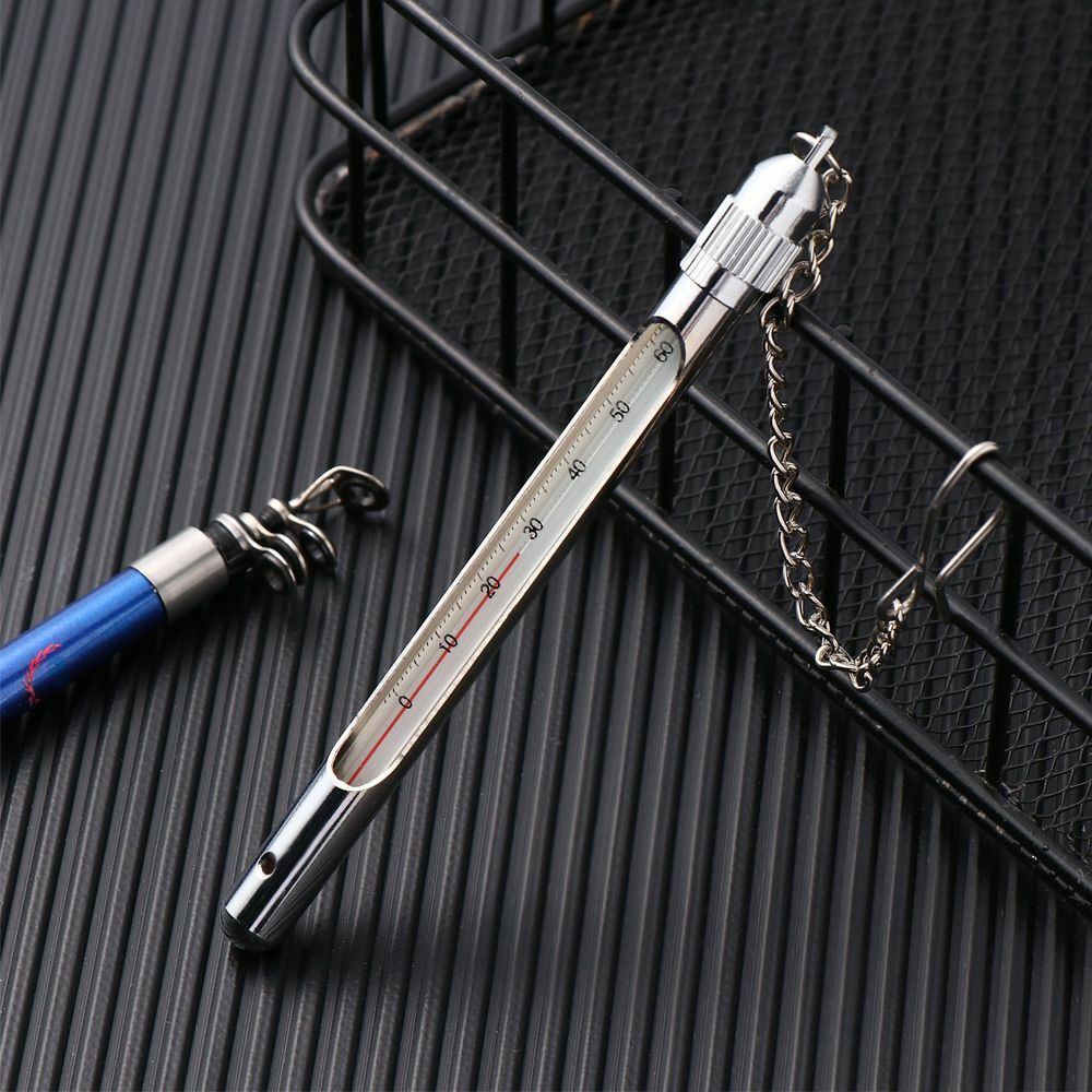 Temperature Fly Fishing Fishing Thermometer with Carabiner Stainless Steel