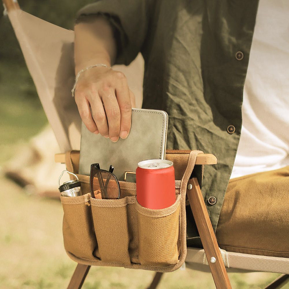 Outdoor Tool Storage Pocket Pouch Canvas Bag Handrail Hanging Bag Sundries Bag