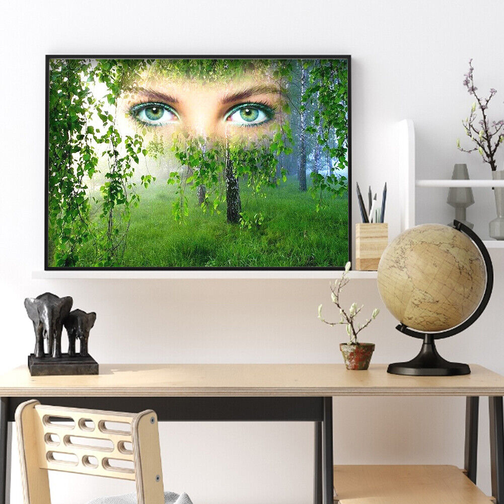 5D Diamond Painting DIY Green Forest Eyes Kit Full Drill Art Home Pictures
