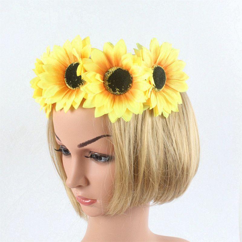 Sunflower Crown Sunflower Headband Sunflower Halo Hair Accessories