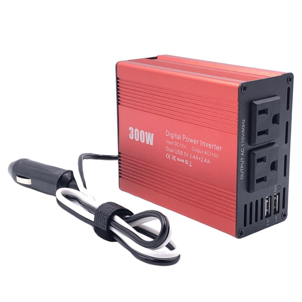 300W  Inverter 12V DC to  Dual USB Charger for Vehicles Laptop