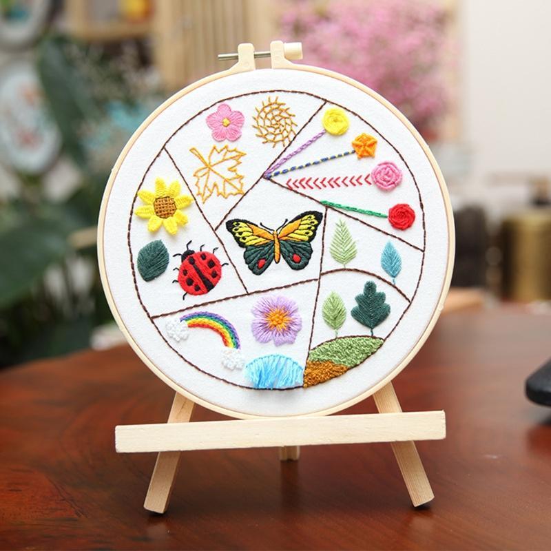 Cross Stitch Embroidery Starter Kit for Beginners 3 Stamped Embroidery Cloth Set