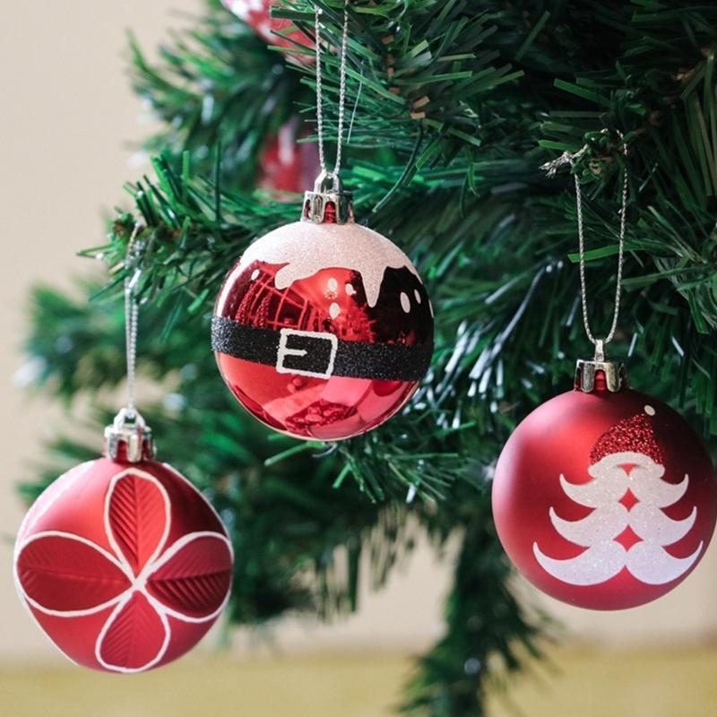 9pcs 6cm Plastic Ball Christmas Ornament Xmas Tree Hanging Pendant Desktop Decor