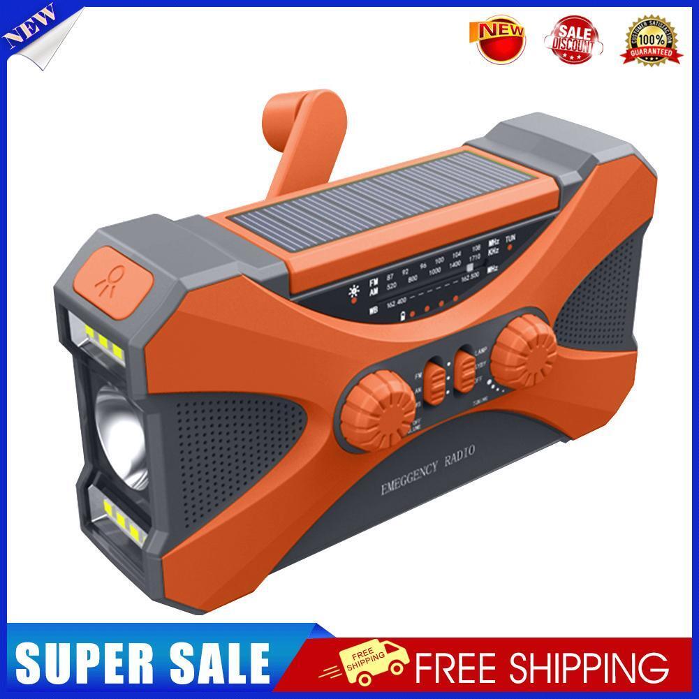 Emergency Radio Dual Speaker Rechargeable Solar Hand Crank Radio (Orange)