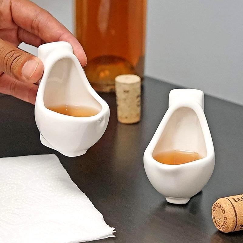 2 Pieces Urinal Shot Ceramic Mug Coffee Cup Personal Cup Ceramic Cup Durable