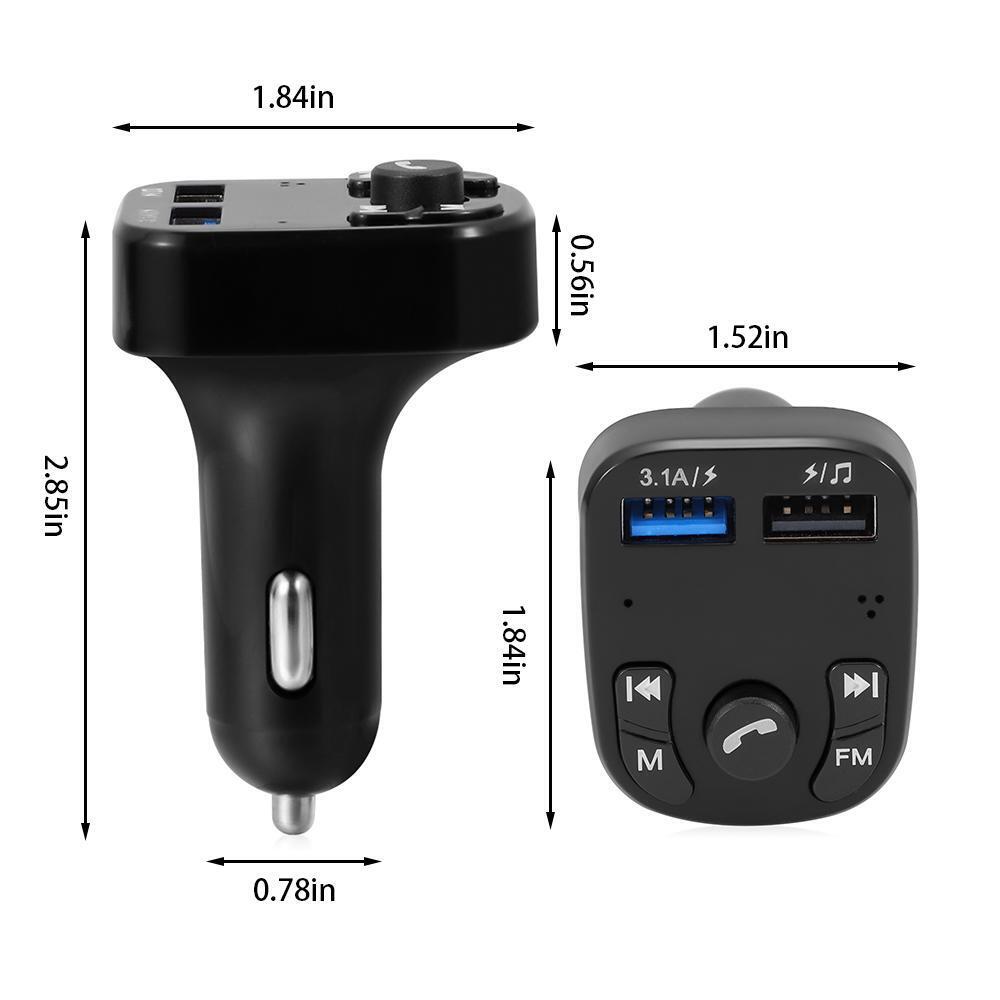 12/24V AUX 2USB Hands-Free 5.0 Car Wireless FM Transmitter Adapter PD Charger