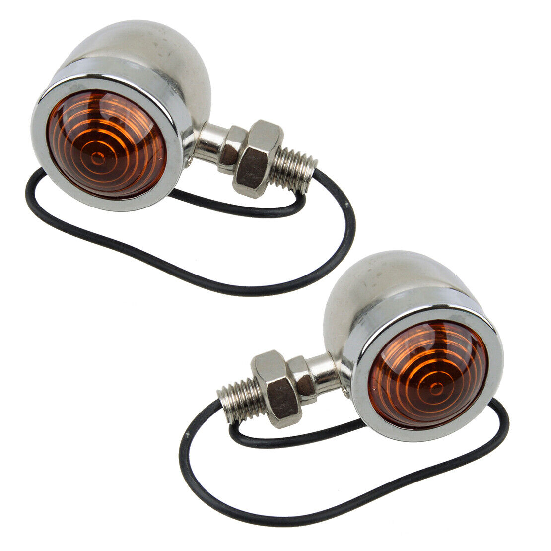 2Pcs 12V Motorcycle Turn Signals Mini Bullet Brake Blinker Amber Indicator Light