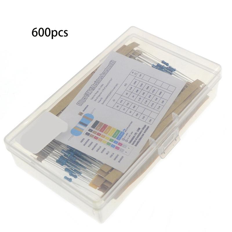 30Values 600Pcs Resistor Kit 10 Ohm-1M Ohm with 1% 1/4W Metal Film Resistors