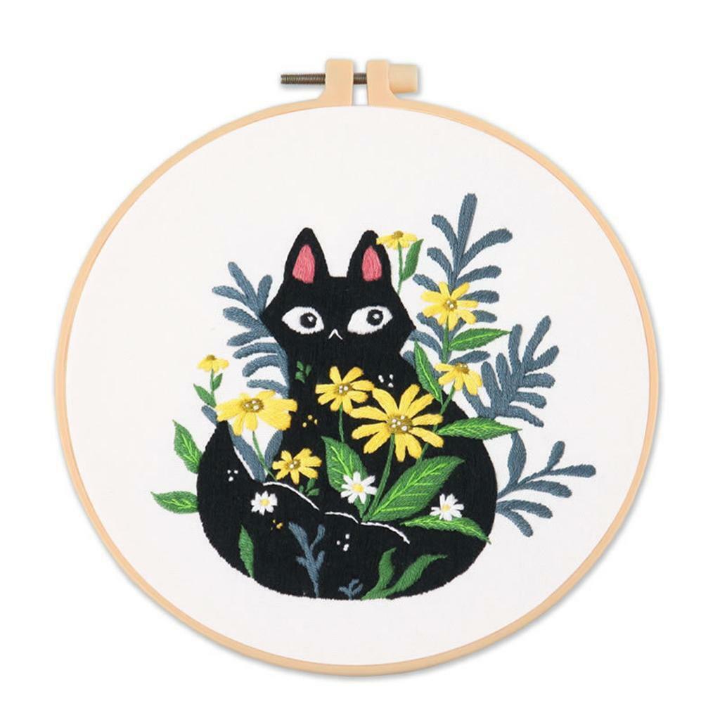 5 Set Cat Needle Embroidery Kit with Needles Valentine's Day Decoration