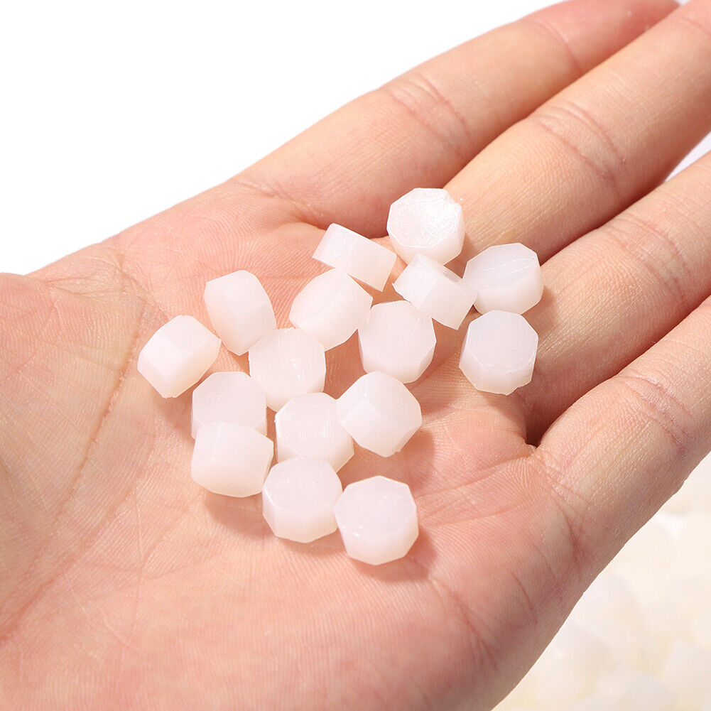 100pcs Octagon Sealing Wax Beads Seal Stamp Wax Pills White (Transparent)