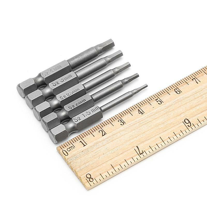 5 Pcs Magnetic Hexagon Screwdriver S2 Steel 1/4" Hex Shank 50mm Power Drill Bit