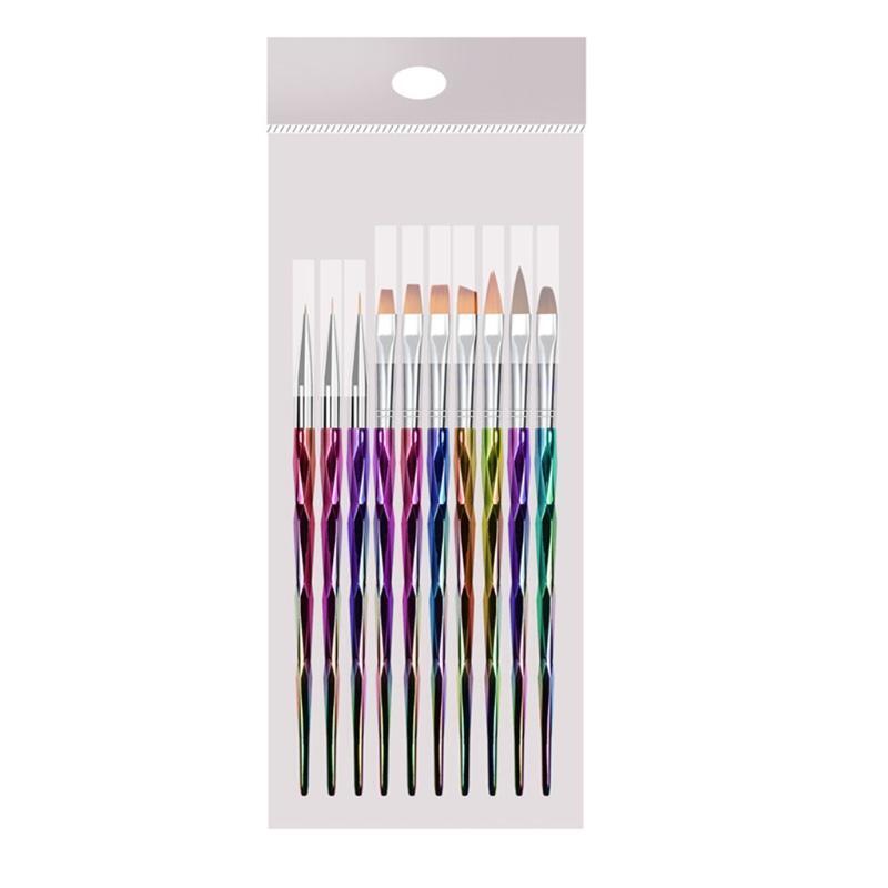 10 Pcs/Set Nail Art Dotting Flower Carving Brushes Nail Art Pen for Home Salon
