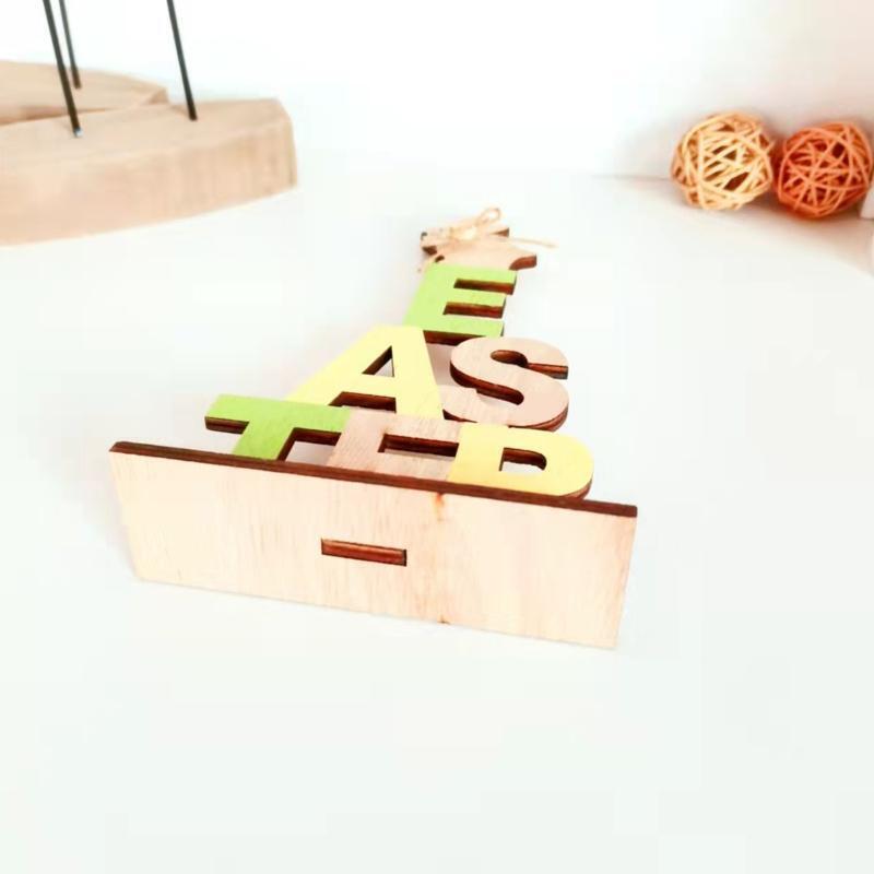 Easter Wooden Ornament Stackable Letters Bunny Wood Art Crafts Ornament