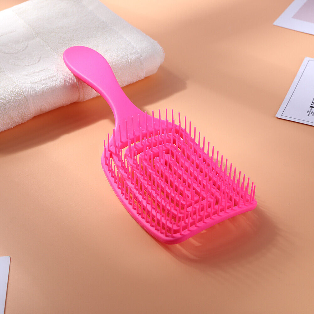 Durable Scalp Massage Comb Hollow Women Salon Rubber Hairbrush (Rose Red)