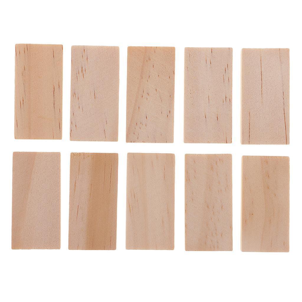10pcs Rectangle Wood Wooden Shapes Plaque for Kids Handmade DIY Craft 4x2cm
