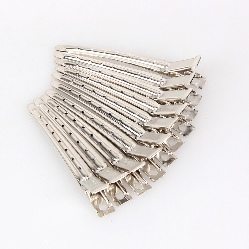 10pcs Hair Clips Hair Stainless Steel Hairdressing Sectioning Clips Clamp
