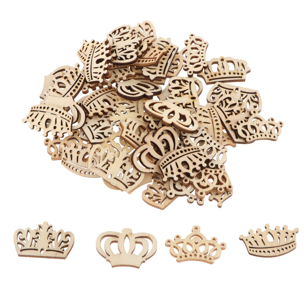 50 Pieces Unfinished  Hollow Crown Shape en Plaque Embellishments