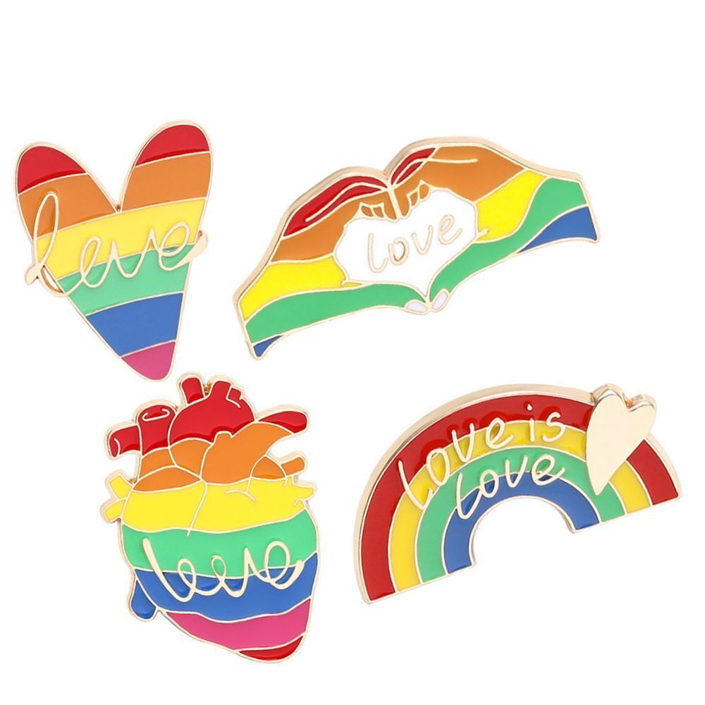 4PCS Lapel Denim Badge Metal Enamel Pins Pride Brooch Pins Rainbow