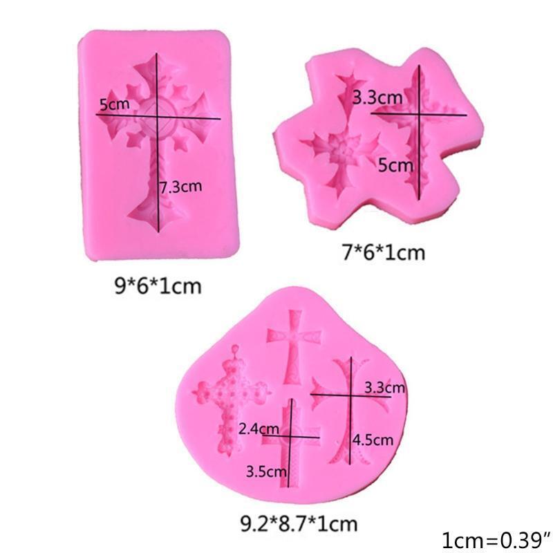 3Pcs Cross Shape Cake Fondant Mold Silicone  Chocolate Mold Decoration Supplies