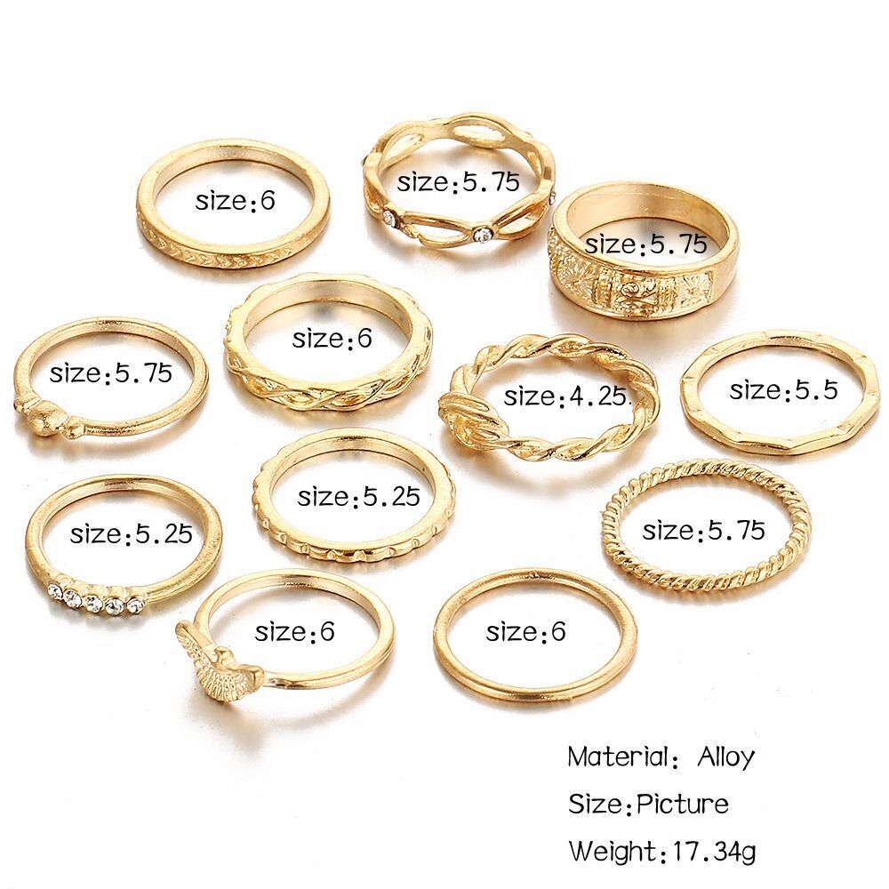 Punk Band Women  Boho Jewelry Stacking Knuckle Finger Ring Crystal Rhinestone