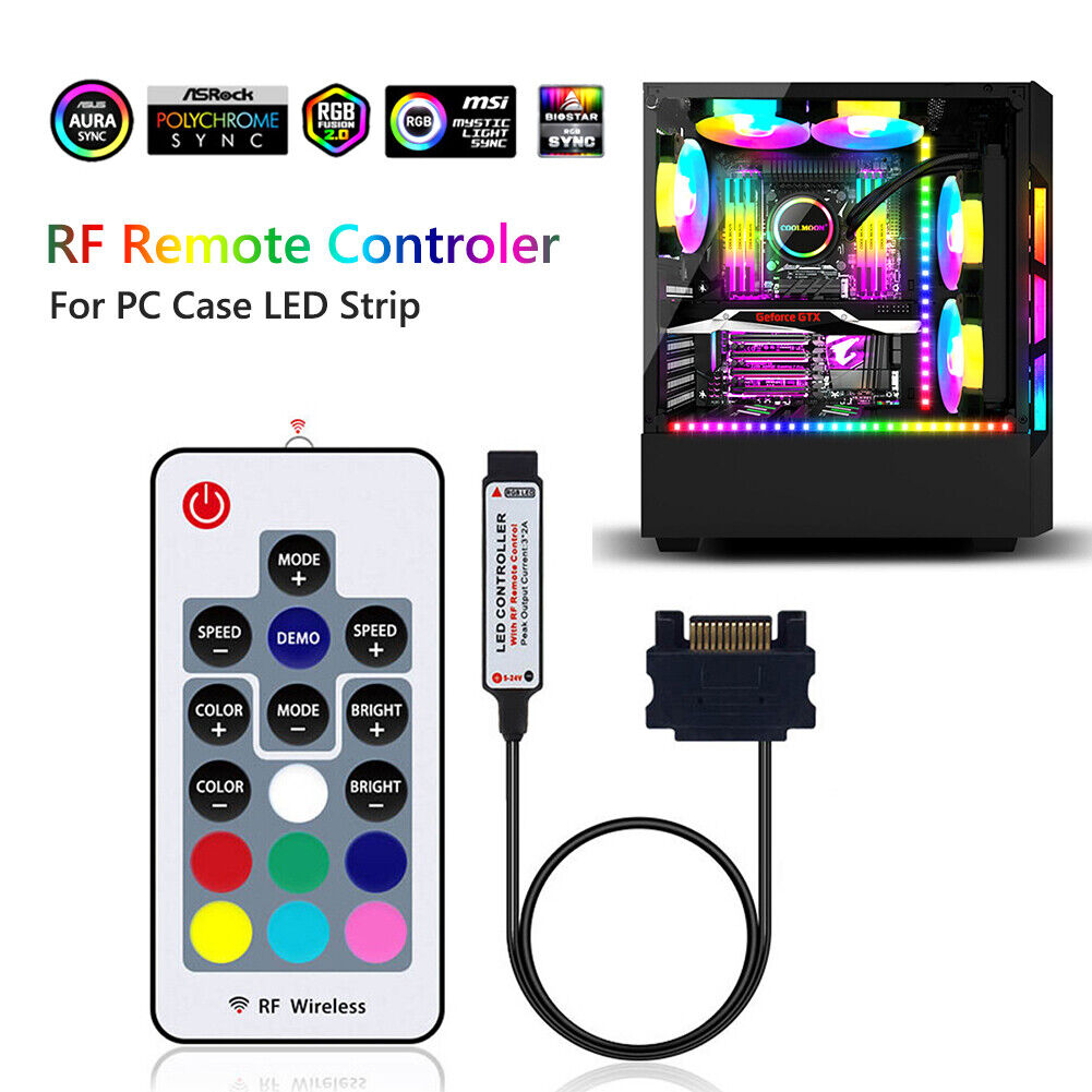 12V SATA RGB Controller RF Remote Controler For PC Case LED Strip