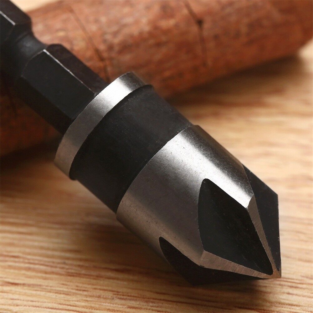 3Pcs Hex Shank 90° Degree 5 Flute Countersink End Chamfer Wood Drill Bit Set