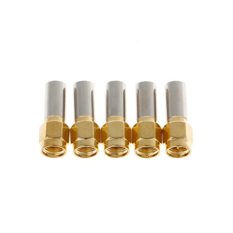 5 Pcs SMA Male Plug RF Coaxial Connector Crimp For RG58 RG142 RG400 LMR195 RG223
